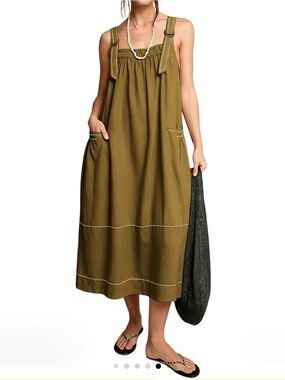 NWT Olive Green Strappy Barrel Midi Dress Size  XXL